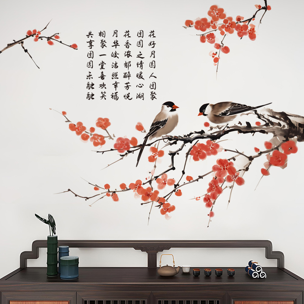 Home Decor Indonesia - Chinese Style Plum Blossom Birds Wall