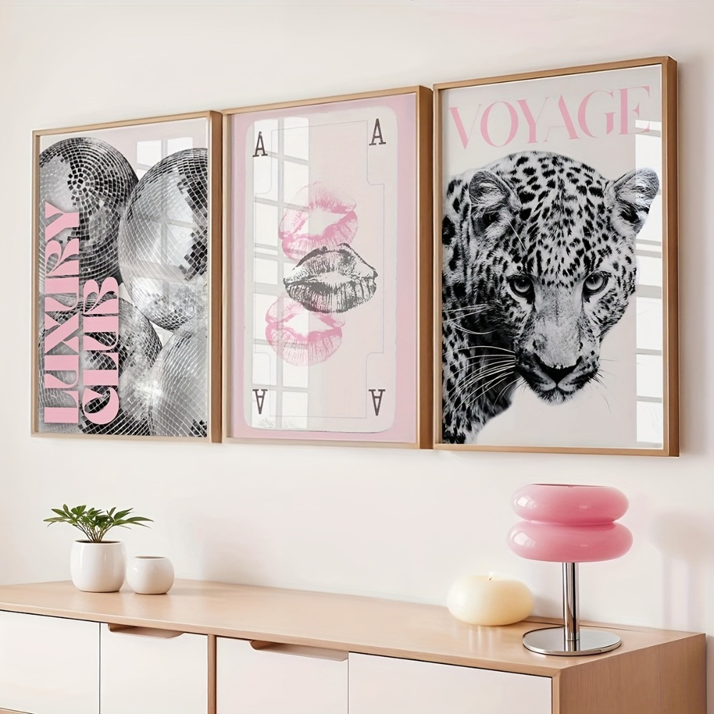 3pcs Frameless Leopard Print,B - огляд і ціна Home Decor Y2K